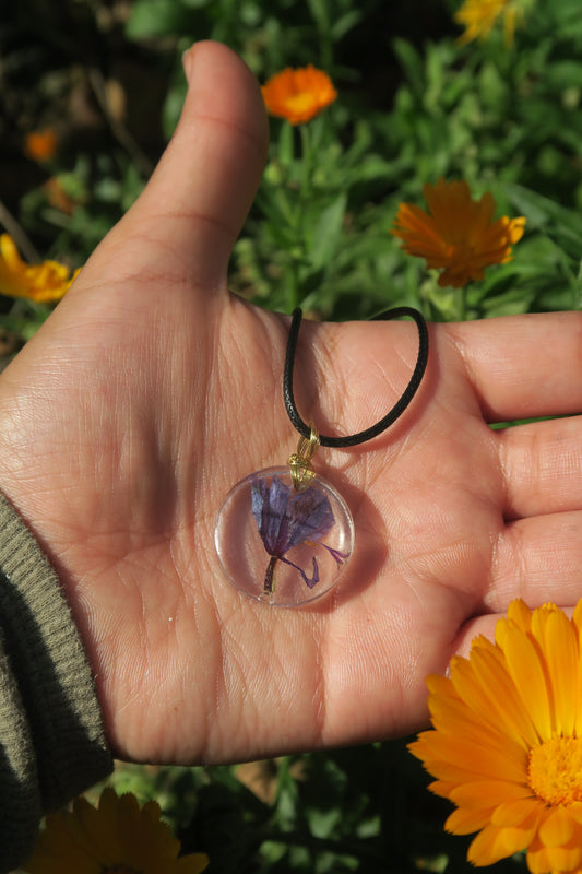 'Purple Wildflower' Resin Pendant
