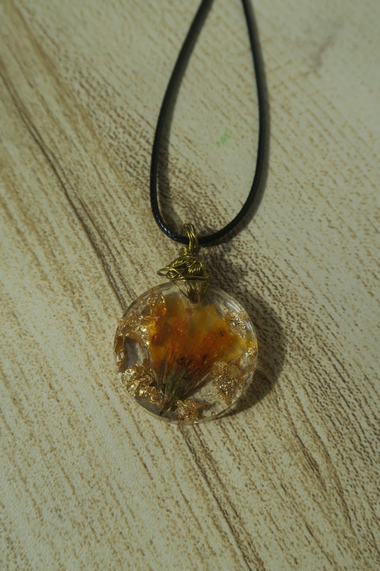 'Golden Blossom' Resin Pendant