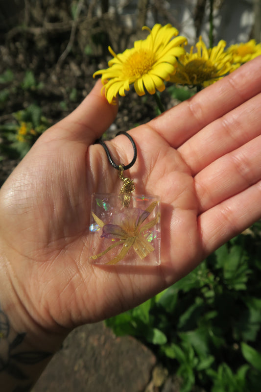 'Purple Wildflower' Resin Pendant